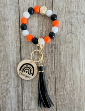 Load image into Gallery viewer, Orange Black and White Wristlet
